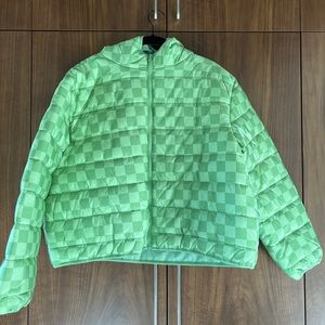Wild Fable Green Checkered Puffer Size M